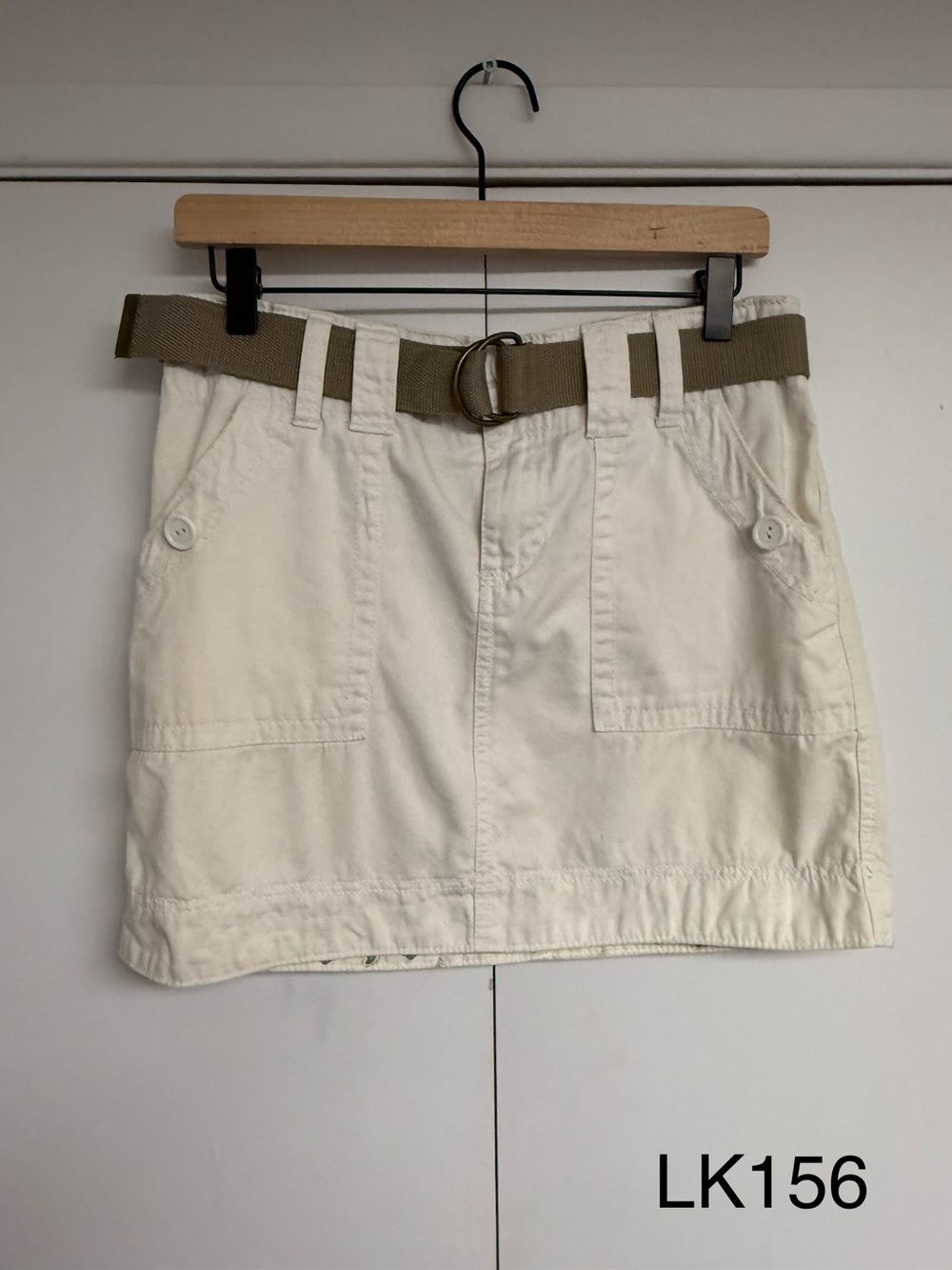 Sanctuary Surplus White Belted Utility Cargo Mini Skirt Size 26 Y2K